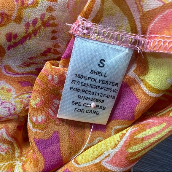 Vici Orange Graphic‎ Sailor Collar Boho Blouse Size Small - Picture 6 of 7